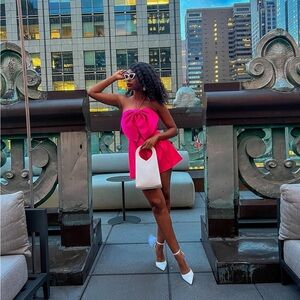 Satin pink mini romper